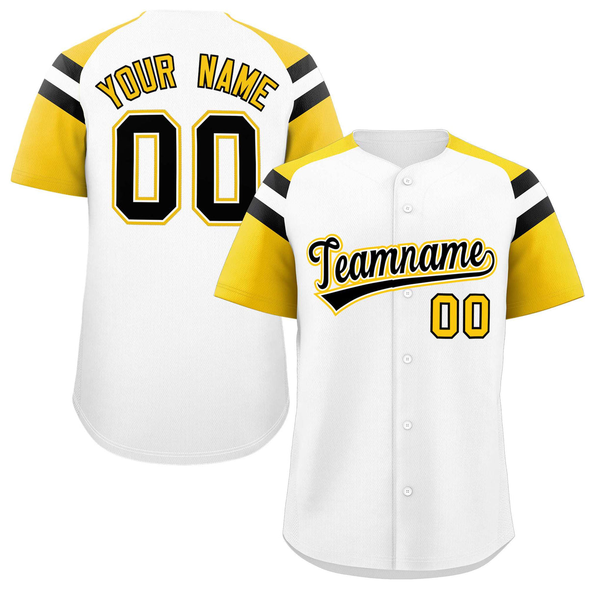 Custom White Gold Contrast Raglan Sleeves Authentic Baseball Jersey| KXKSHOP