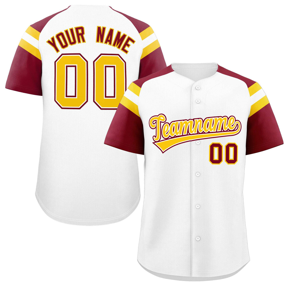Custom White Crimson Contrast Raglan Sleeves Authentic Baseball Jersey| KXKSHOP