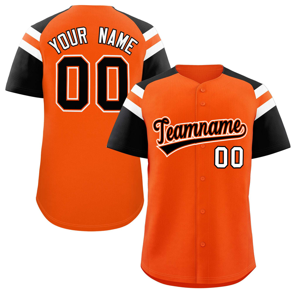 Custom Orange Black Contrast Raglan Sleeves Authentic Baseball Jersey| KXKSHOP