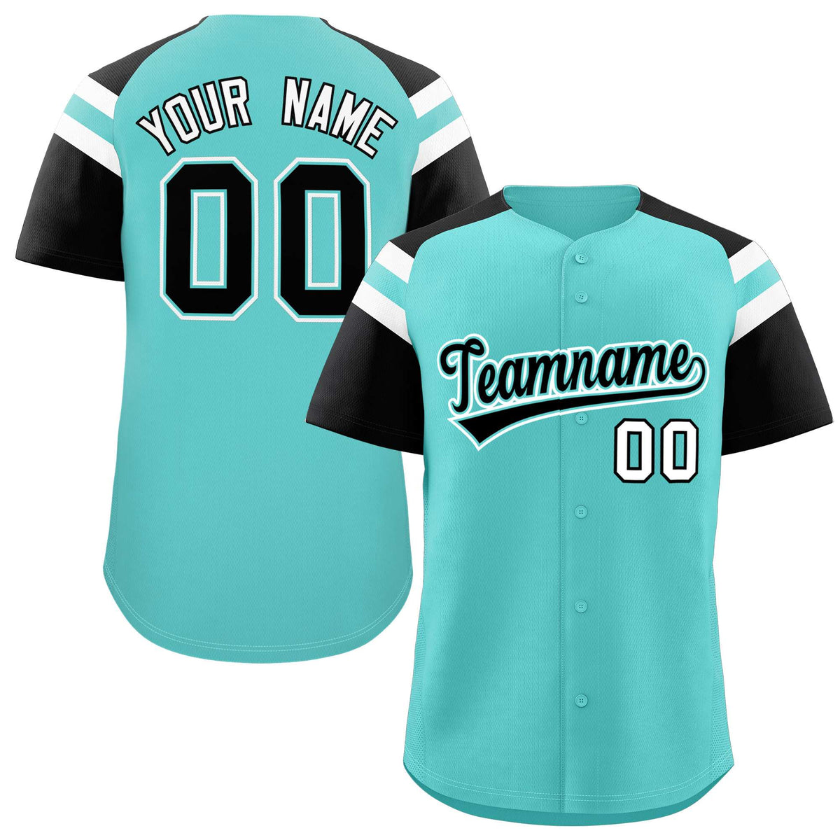 Custom Bright Green Black Contrast Raglan Sleeves Authentic Baseball Jersey| KXKSHOP
