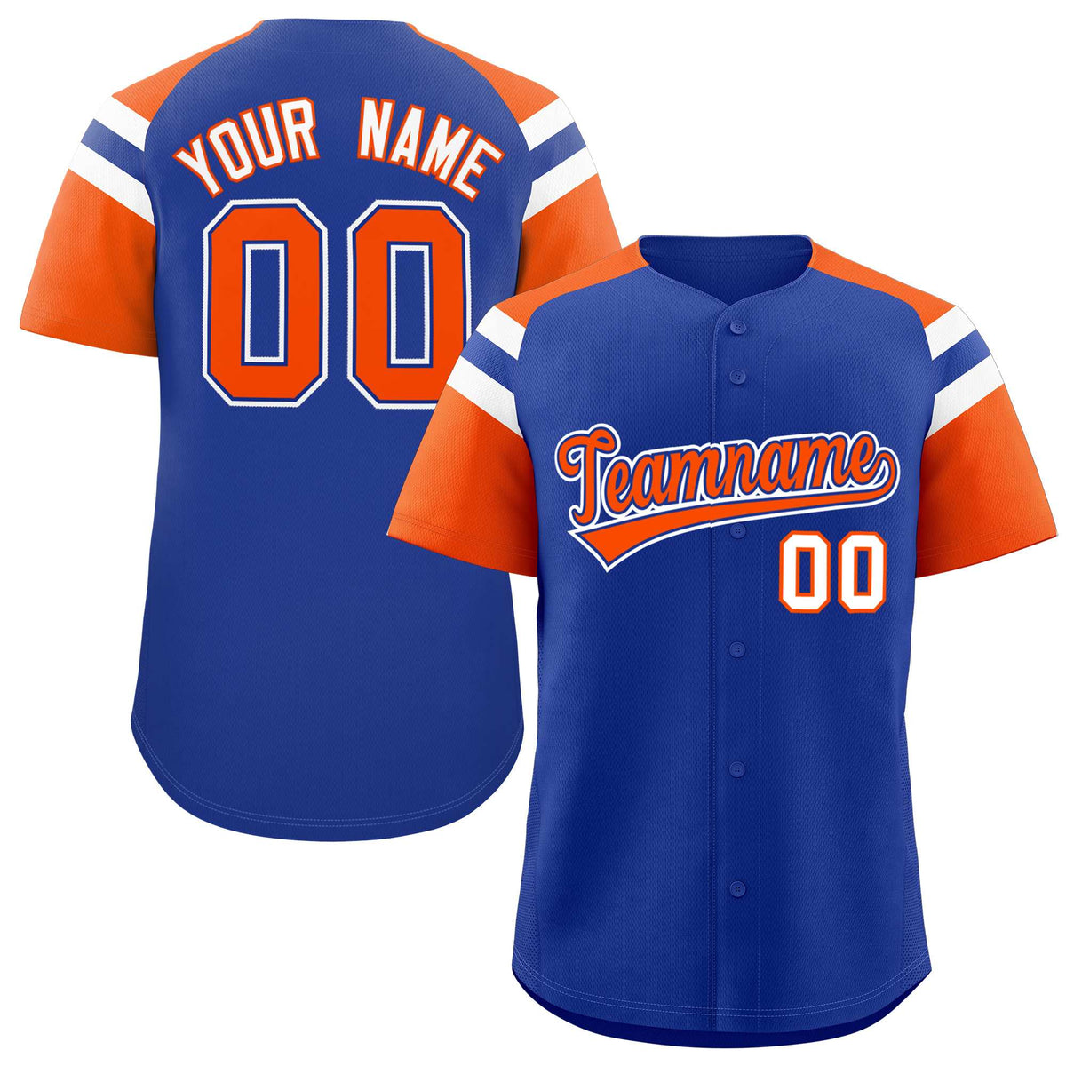 Custom Royal Orange Contrast Raglan Sleeves Authentic Baseball Jersey| KXKSHOP