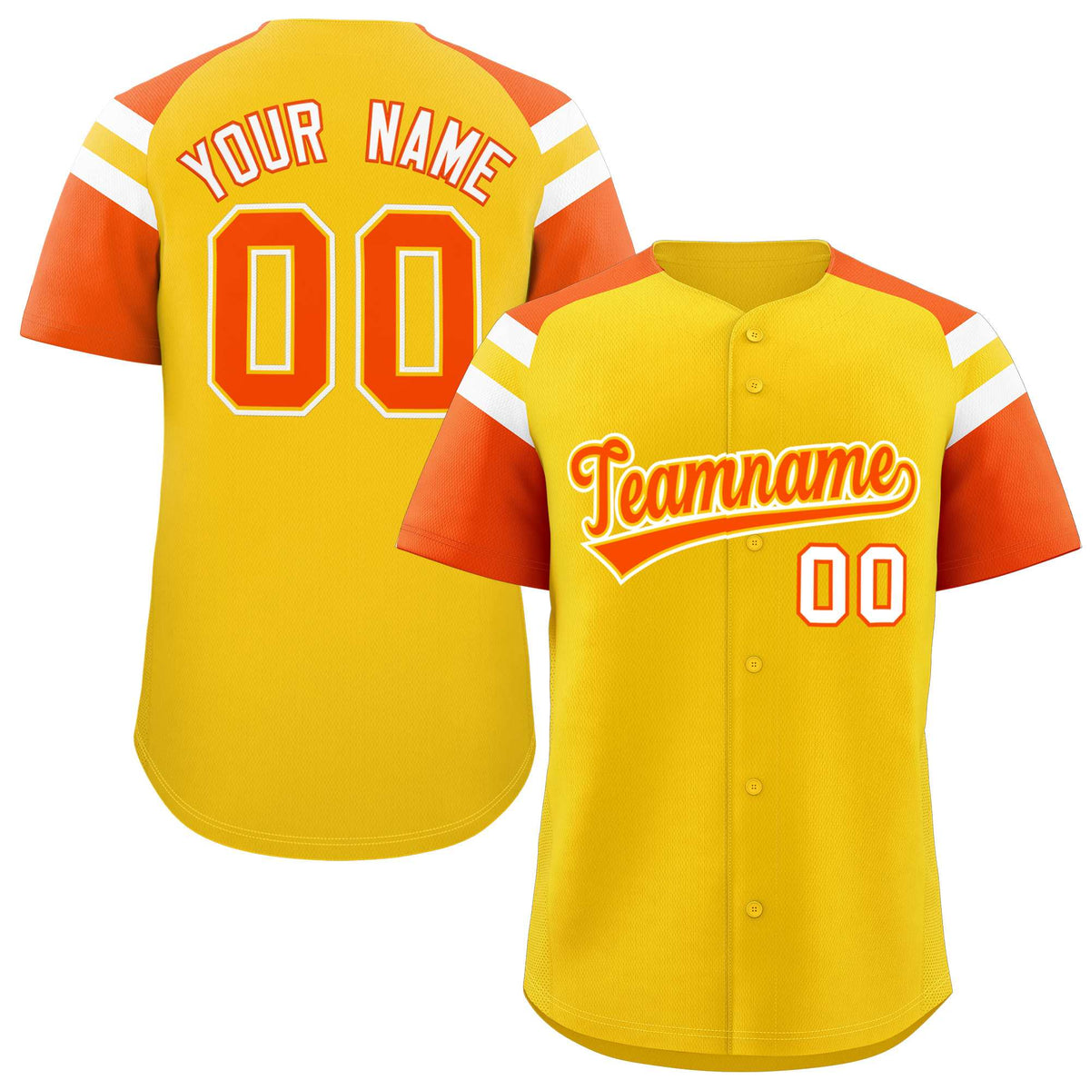 Custom Gold Orange Contrast Raglan Sleeves Authentic Baseball Jersey| KXKSHOP