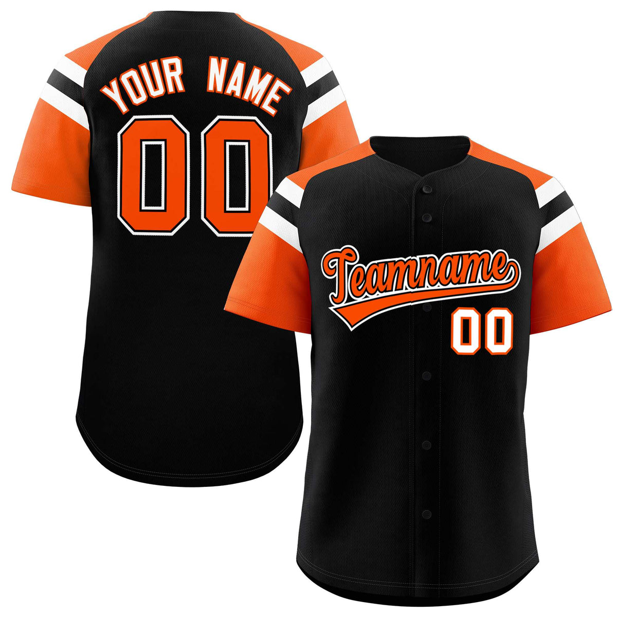 Custom Black Orange Contrast Raglan Sleeves Authentic Baseball Jersey| KXKSHOP