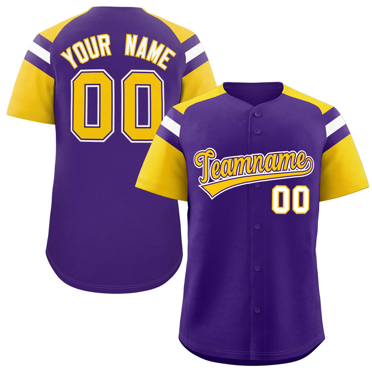 Custom Purple Gold Contrast Raglan Sleeves Authentic Baseball Jersey| KXKSHOP