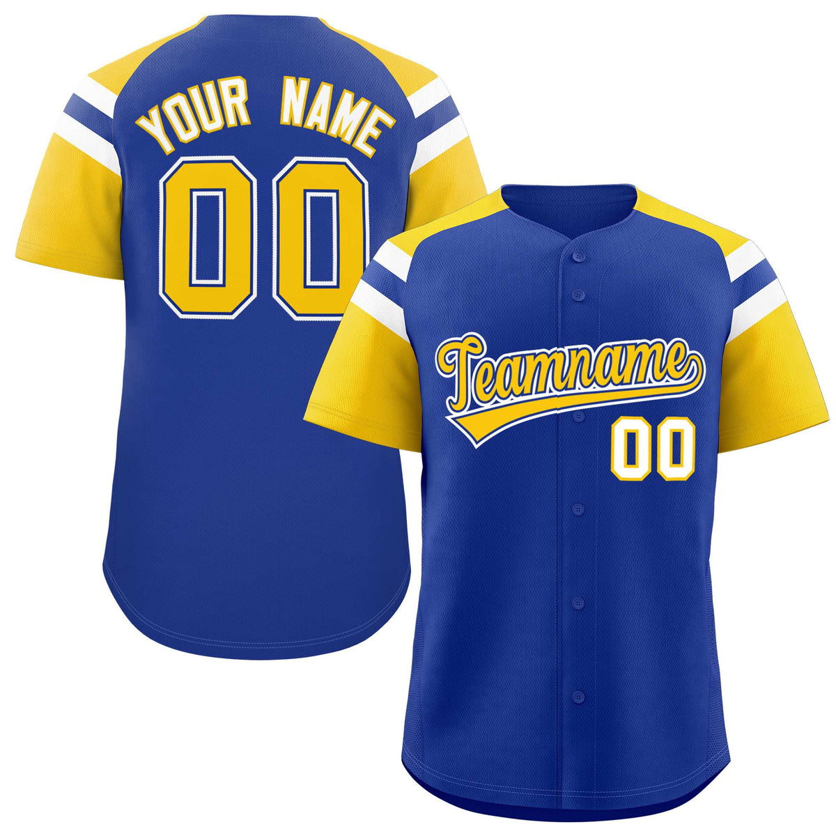 Custom Royal Gold Contrast Raglan Sleeves Authentic Baseball Jersey| KXKSHOP