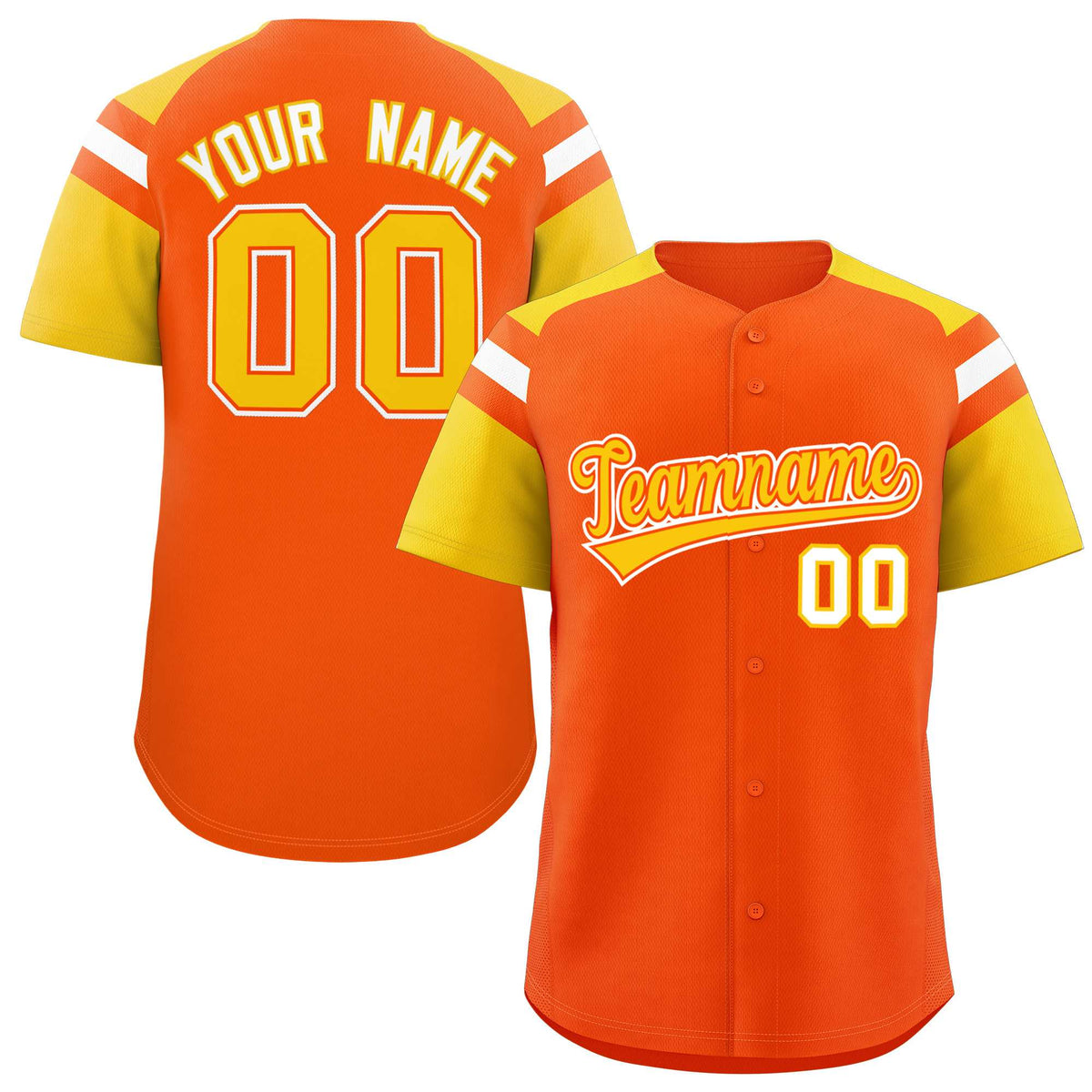 Custom Orange Gold Contrast Raglan Sleeves Authentic Baseball Jersey| KXKSHOP