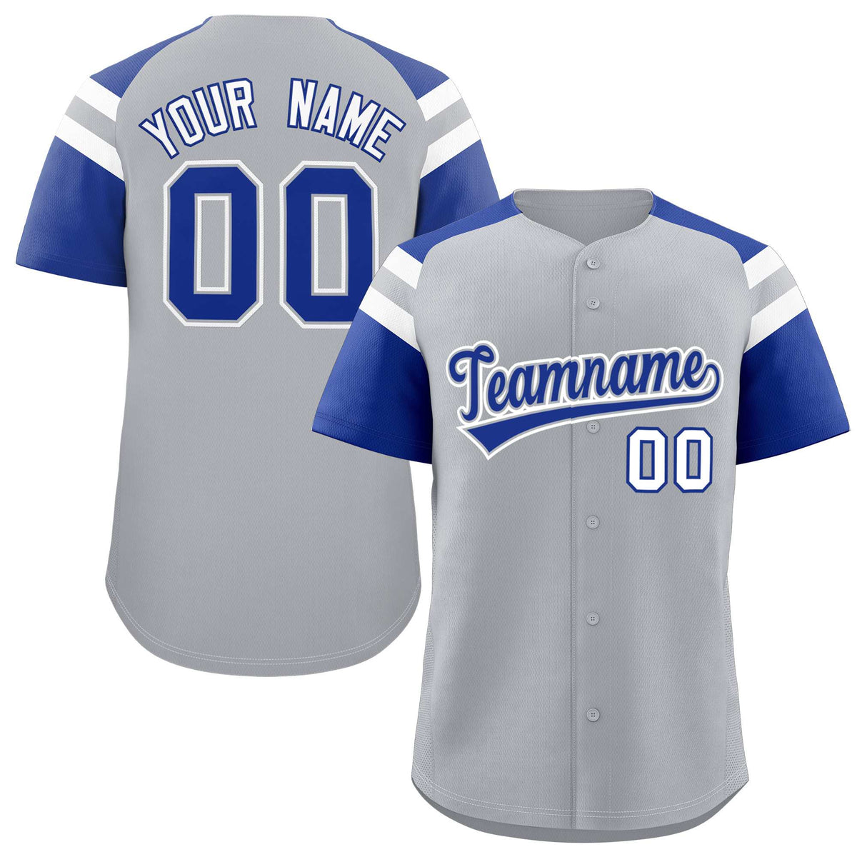 Custom Silver Royal Contrast Raglan Sleeves Authentic Baseball Jersey| KXKSHOP