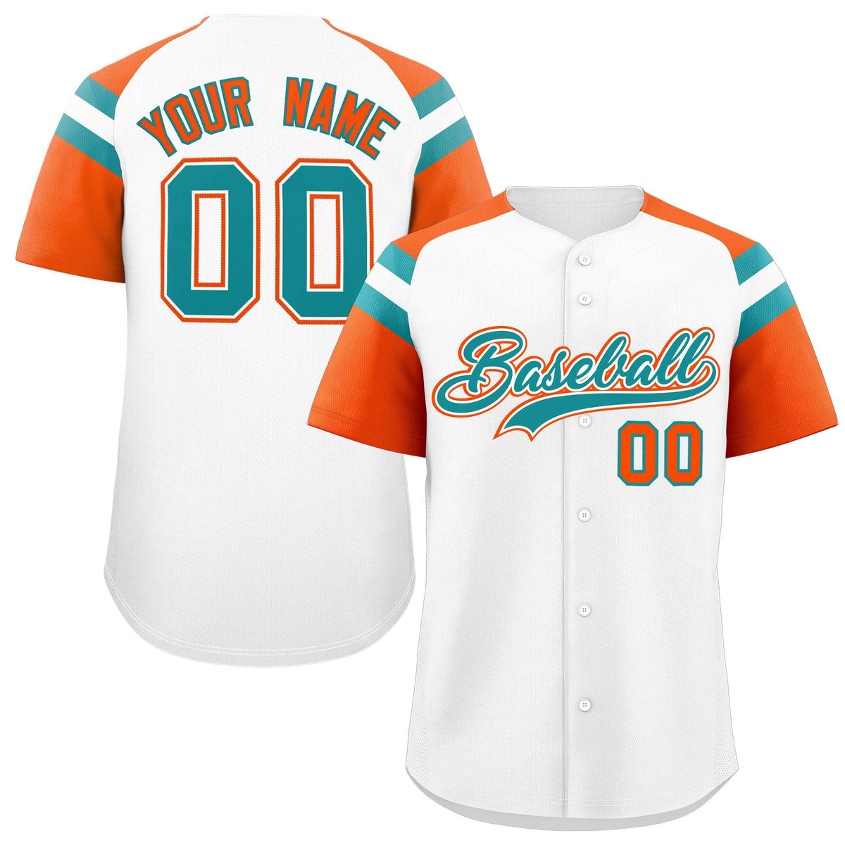 Custom White Orange Contrast Raglan Sleeves Authentic Baseball Jersey| KXKSHOP