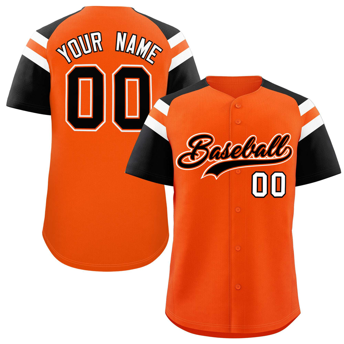 Custom Orange Black Contrast Raglan Sleeves Authentic Baseball Jersey| KXKSHOP