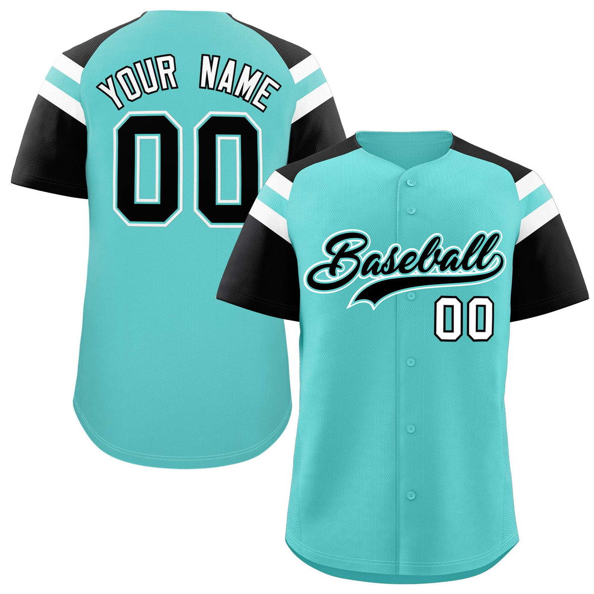 Custom Bright Green Black Contrast Raglan Sleeves Authentic Baseball Jersey| KXKSHOP