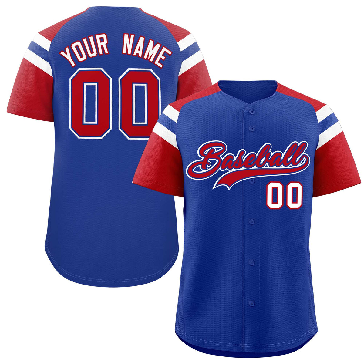 Custom Royal Red Contrast Raglan Sleeves Authentic Baseball Jersey| KXKSHOP