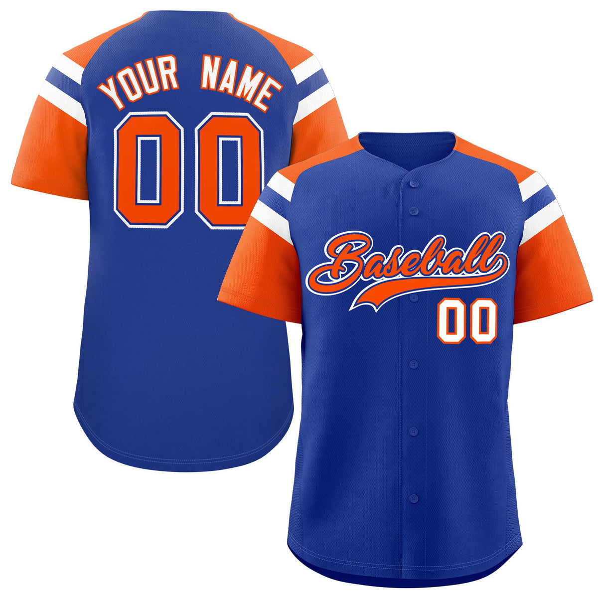 Custom Royal Orange Contrast Raglan Sleeves Authentic Baseball Jersey| KXKSHOP
