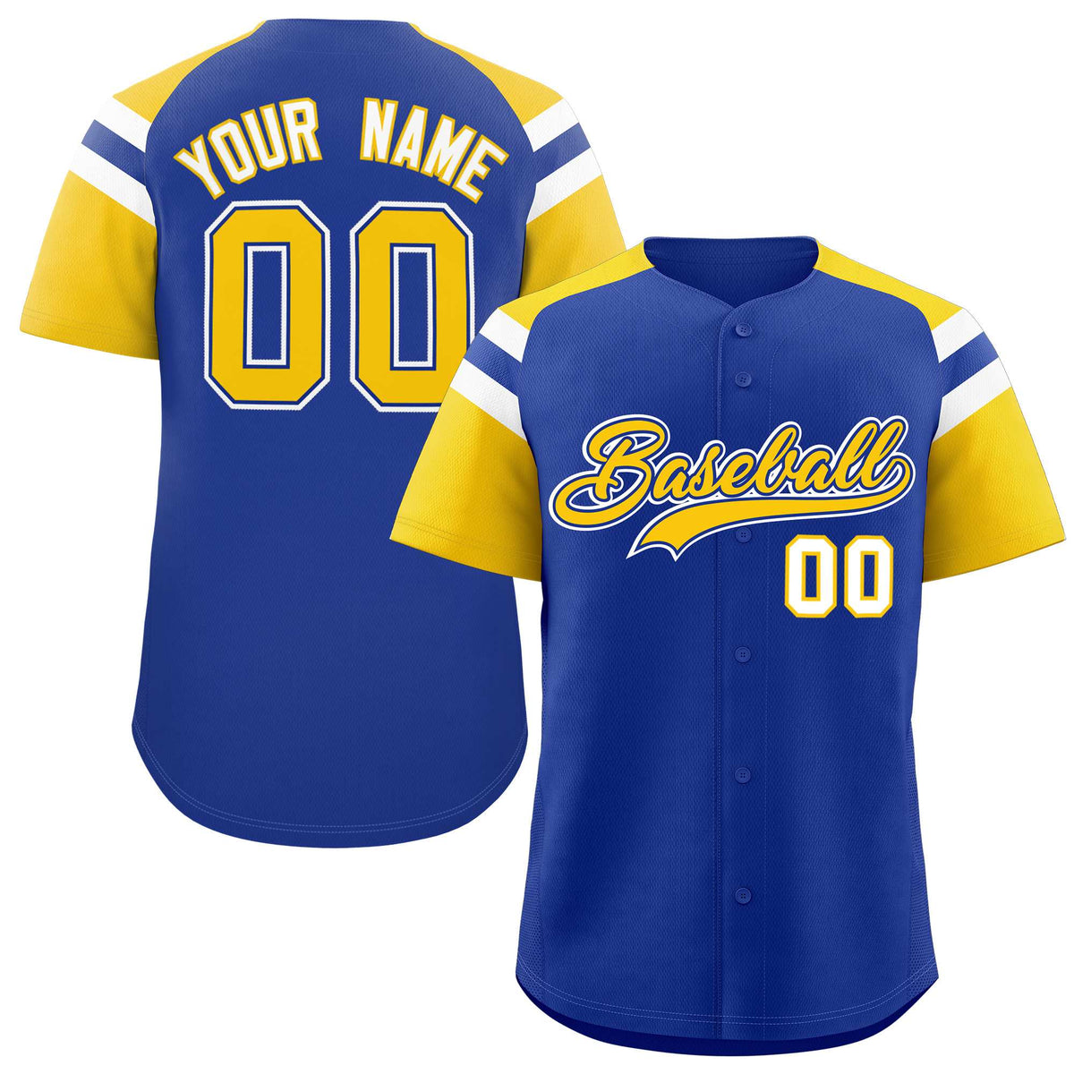 Custom Royal Gold Contrast Raglan Sleeves Authentic Baseball Jersey| KXKSHOP