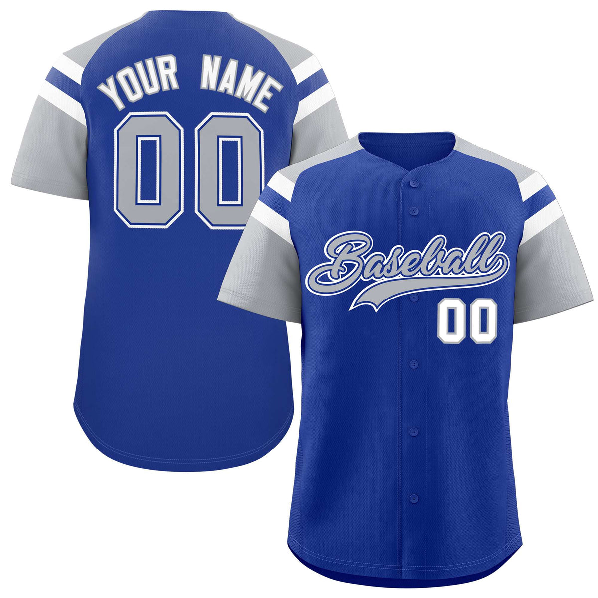 Custom Royal Silver Contrast Raglan Sleeves Authentic Baseball Jersey| KXKSHOP