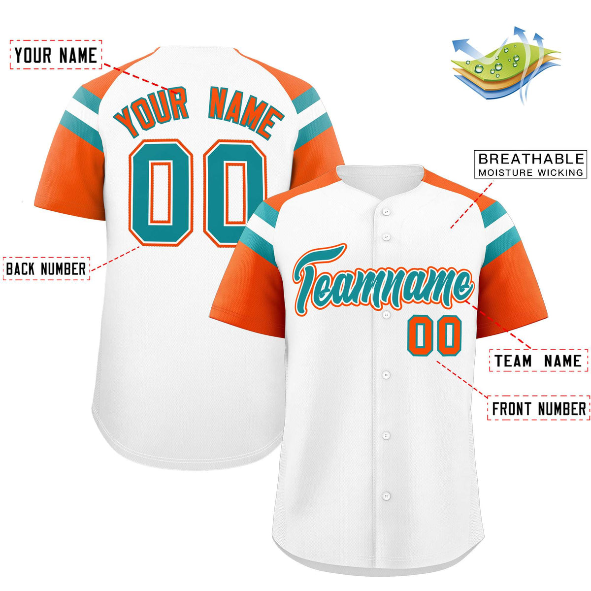 Custom White Orange Contrast Raglan Sleeves Authentic Baseball Jersey| KXKSHOP