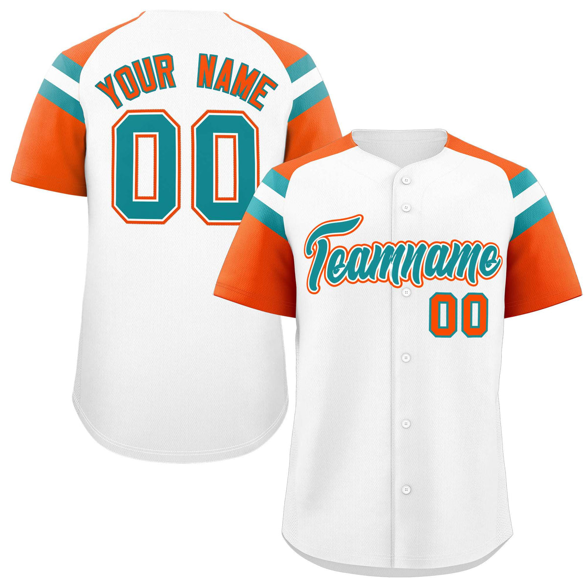 Custom White Orange Contrast Raglan Sleeves Authentic Baseball Jersey| KXKSHOP
