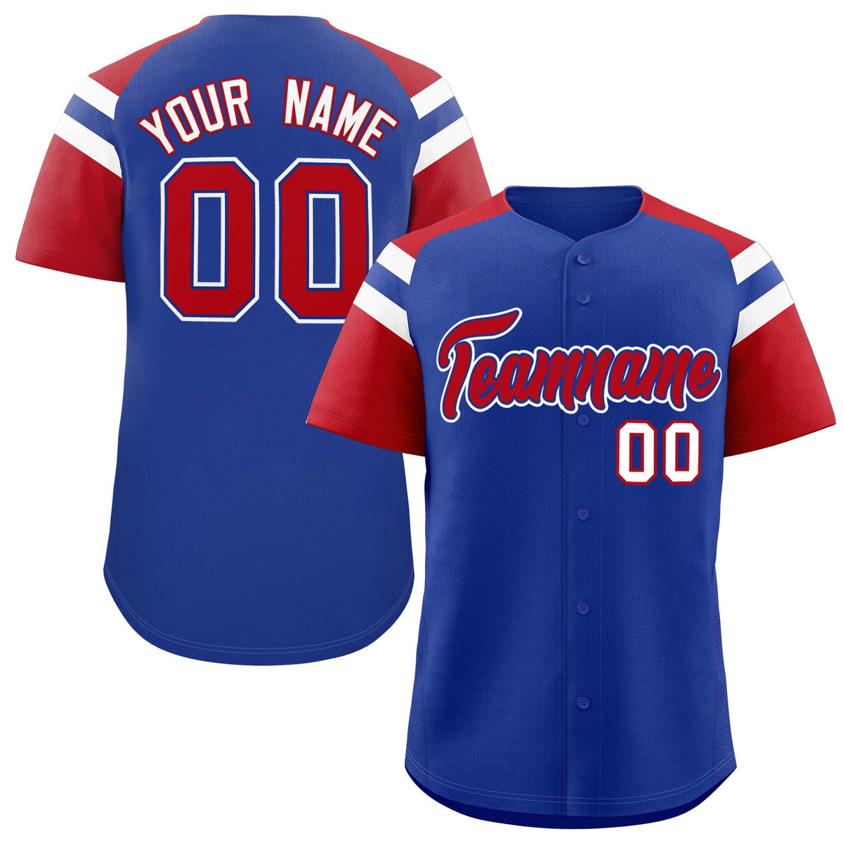 Custom Royal Red Contrast Raglan Sleeves Authentic Baseball Jersey| KXKSHOP