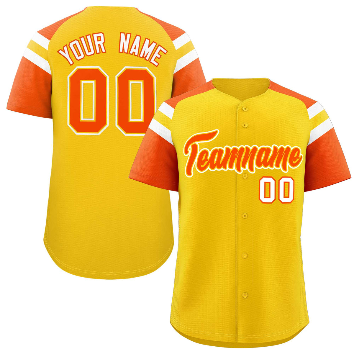 Custom Gold Orange Contrast Raglan Sleeves Authentic Baseball Jersey| KXKSHOP
