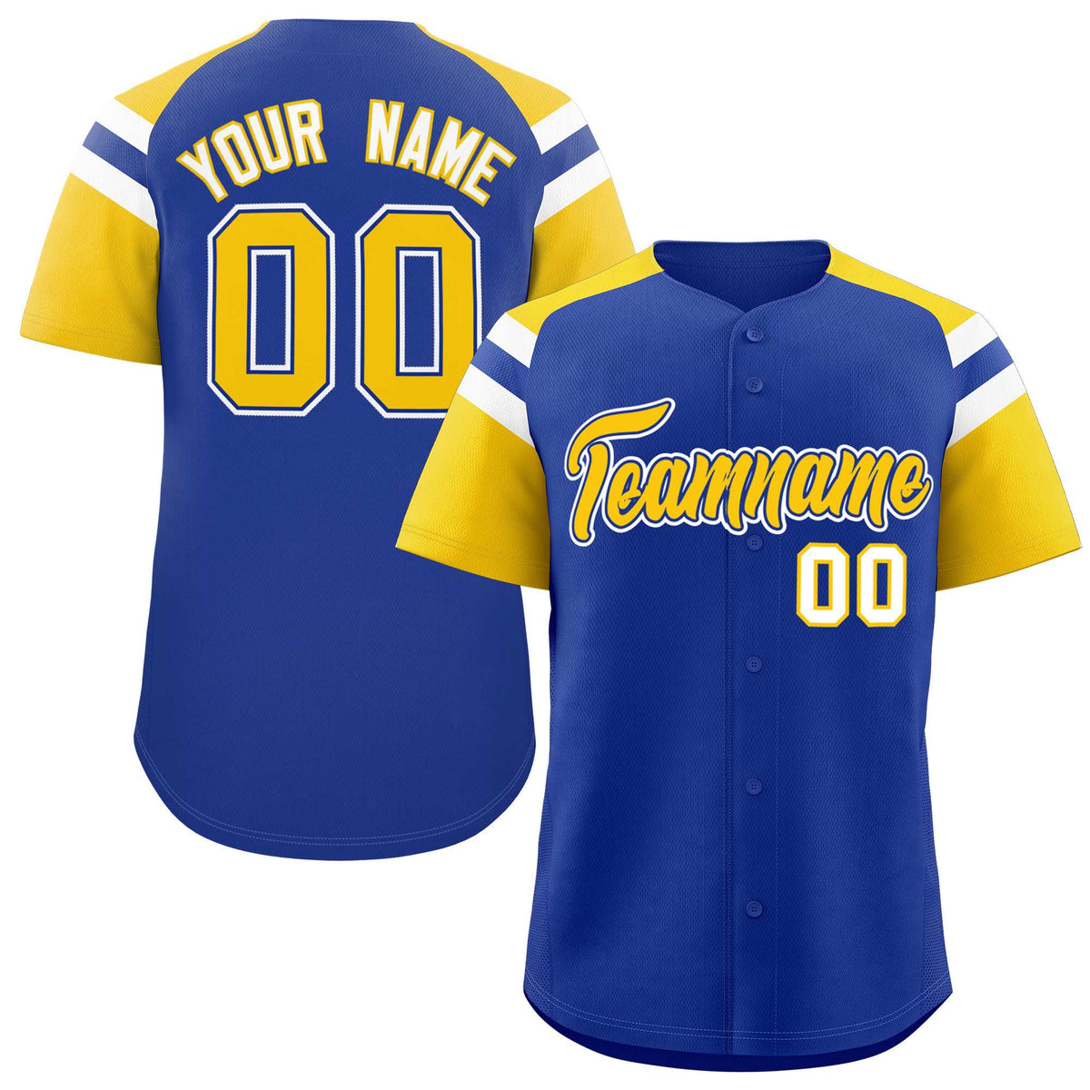 Custom Royal Gold Contrast Raglan Sleeves Authentic Baseball Jersey| KXKSHOP