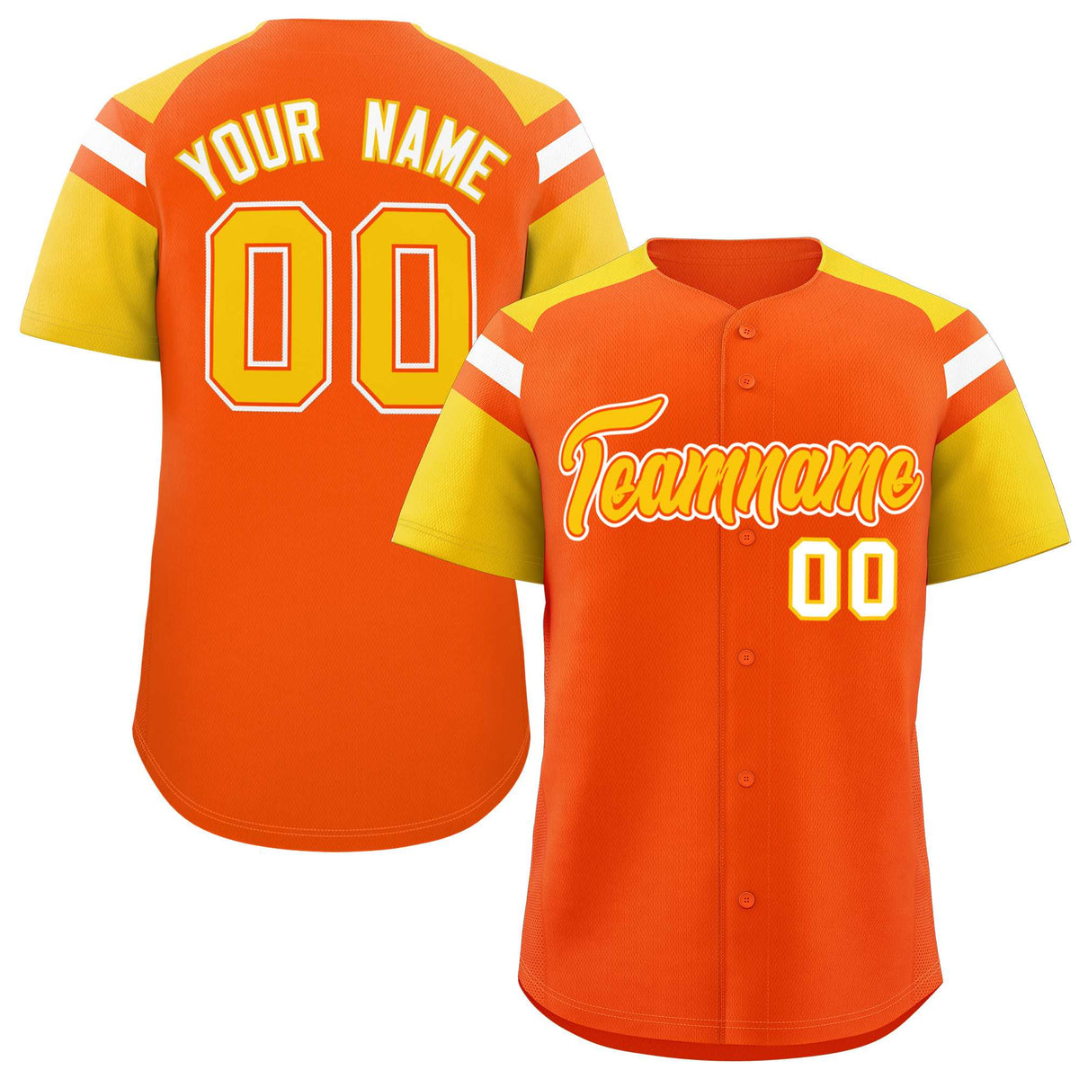 Custom Orange Gold Contrast Raglan Sleeves Authentic Baseball Jersey| KXKSHOP