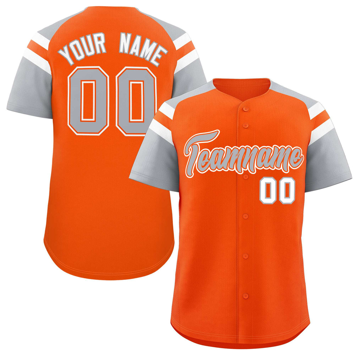 Custom Orange Silver Contrast Raglan Sleeves Authentic Baseball Jersey| KXKSHOP
