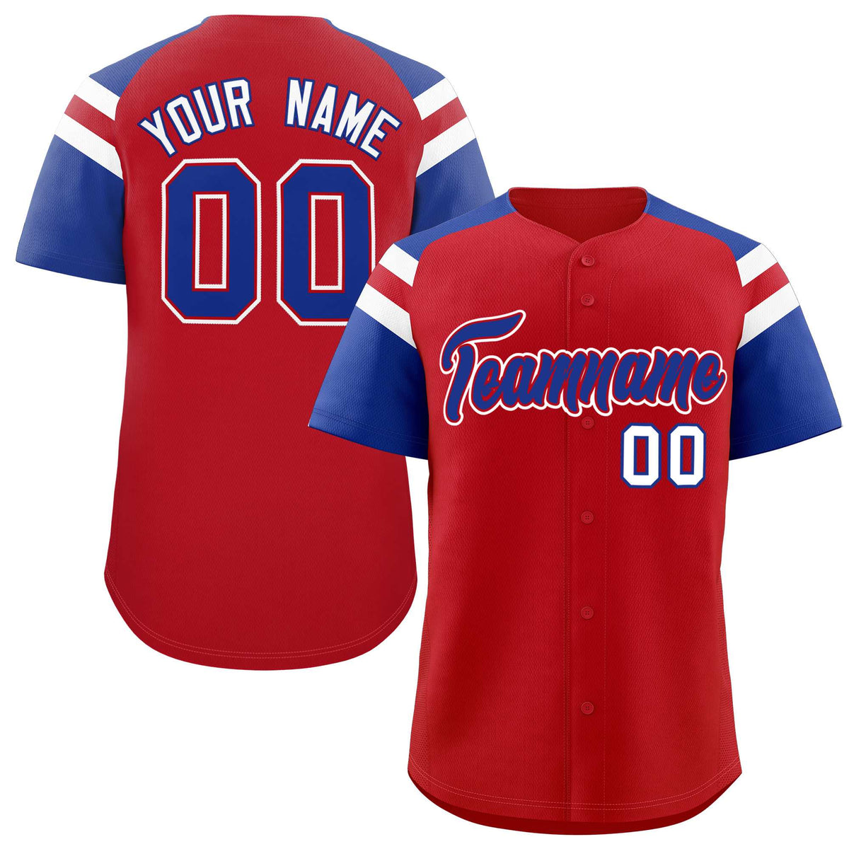 Custom Red Royal Contrast Raglan Sleeves Authentic Baseball Jersey| KXKSHOP