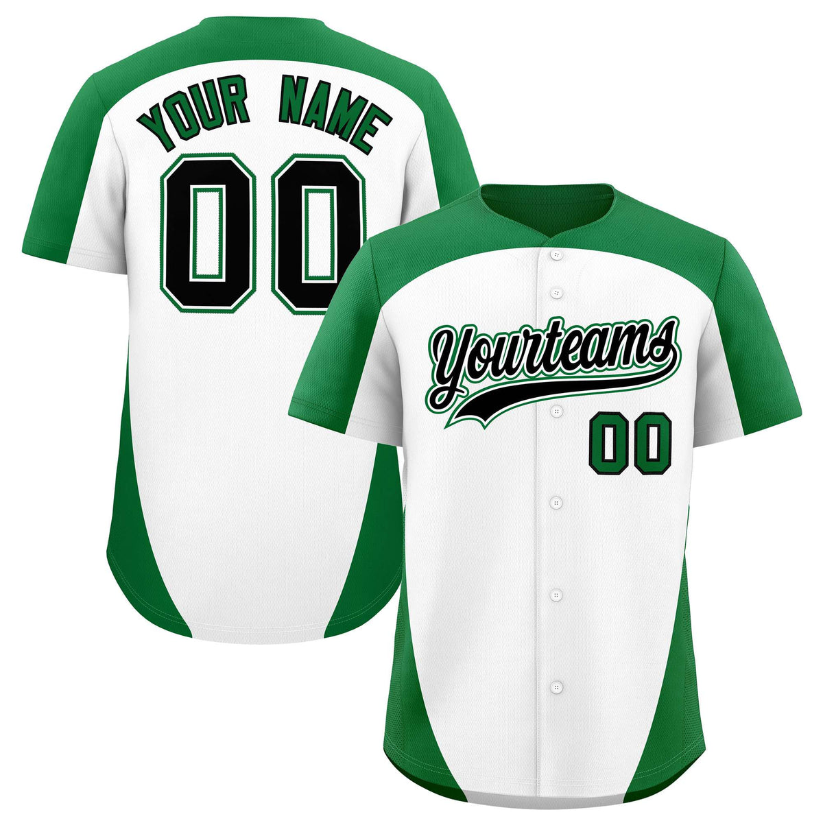 Custom White Kelly Green Personalized Edge Color Block Authentic Baseball Jersey