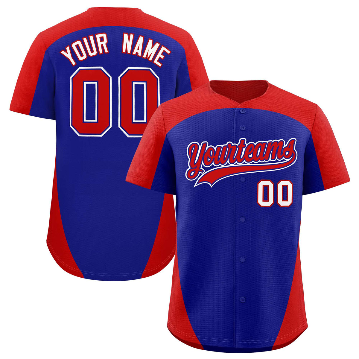 Custom Royal Red Personalized Edge Color Block Authentic Baseball Jersey