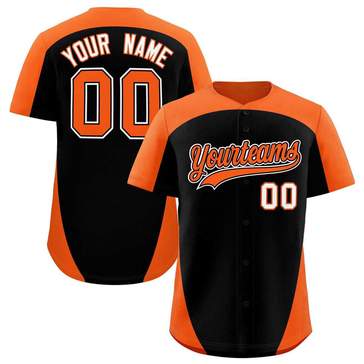 Custom Black Orange Personalized Edge Color Block Authentic Baseball Jersey