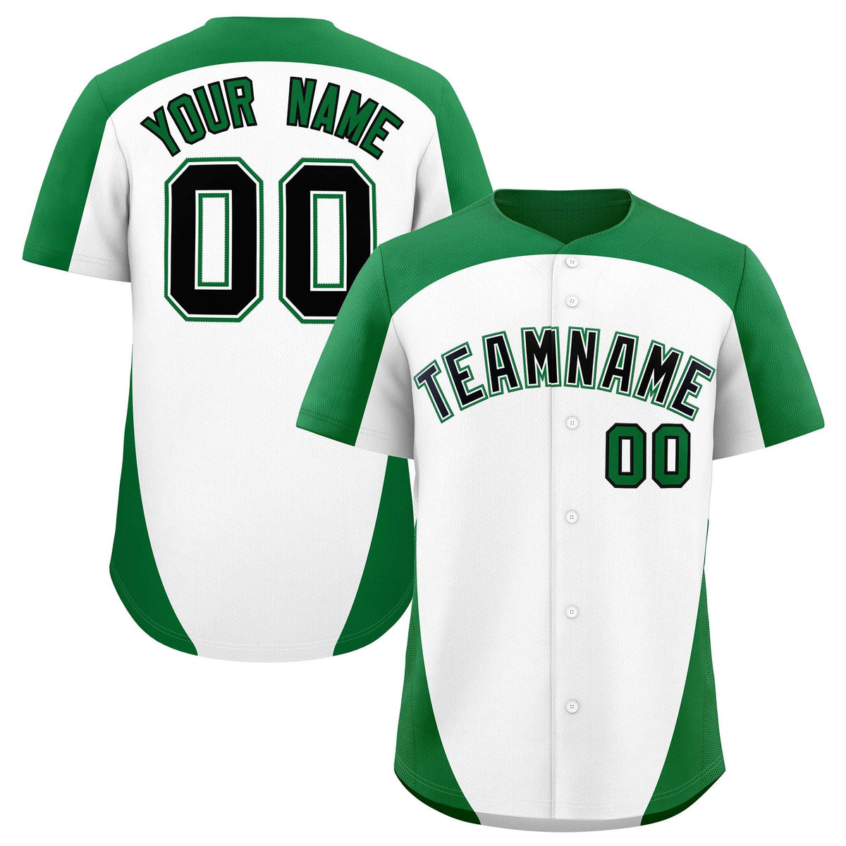 Custom White Kelly Green Personalized Edge Color Block Authentic Baseball Jersey