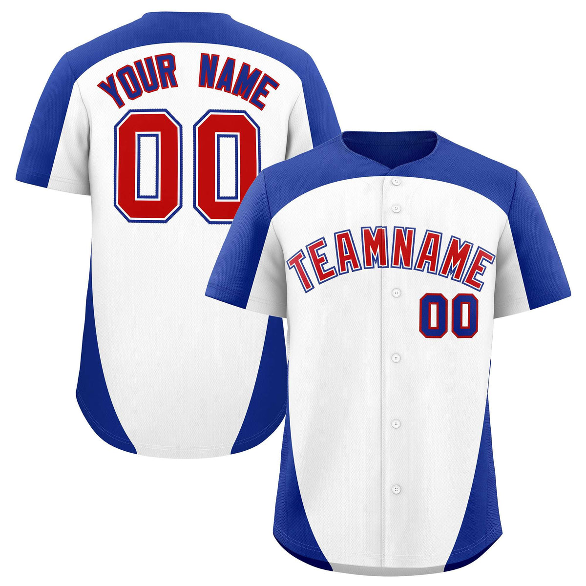 Custom White Royal Personalized Edge Color Block Authentic Baseball Jersey