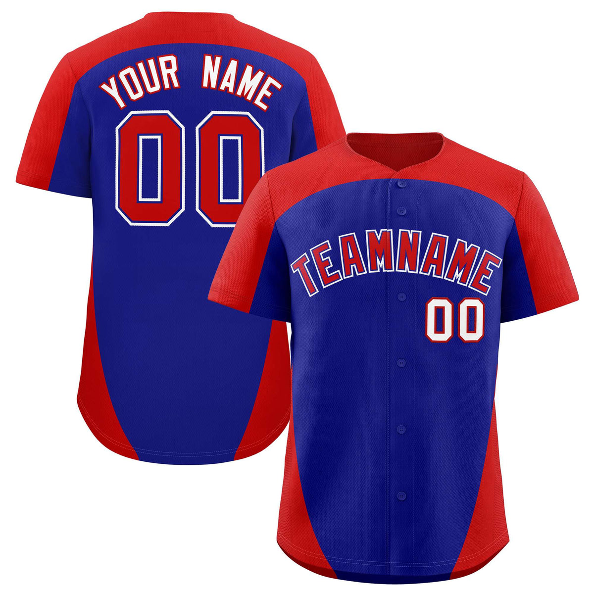 Custom Royal Red Personalized Edge Color Block Authentic Baseball Jersey