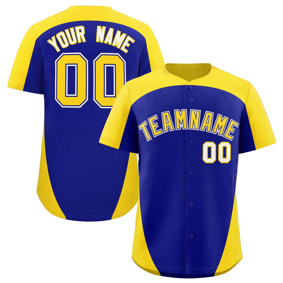 Custom Royal Gold Personalized Edge Color Block Authentic Baseball Jersey