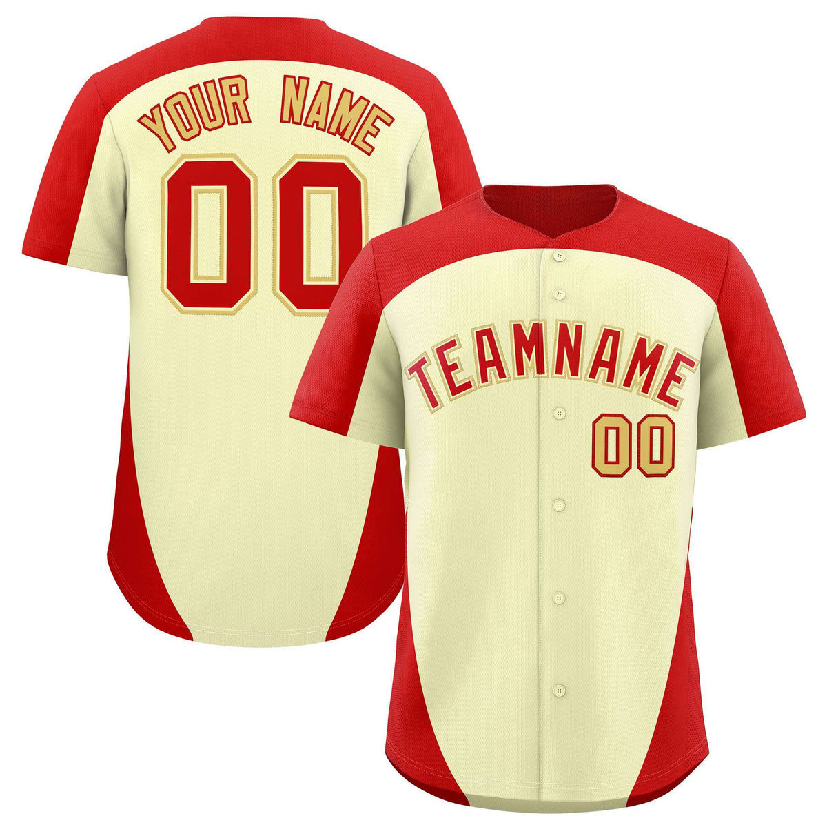 Custom Cream Red Personalized Edge Color Block Authentic Baseball Jersey