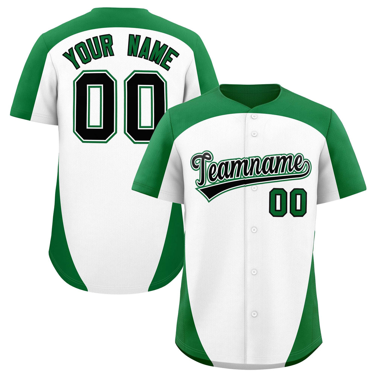 Custom White Kelly Green Personalized Edge Color Block Authentic Baseball Jersey