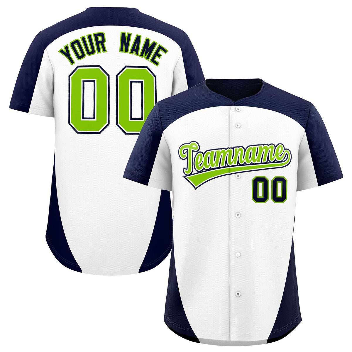 Custom White Navy Personalized Edge Color Block Authentic Baseball Jersey