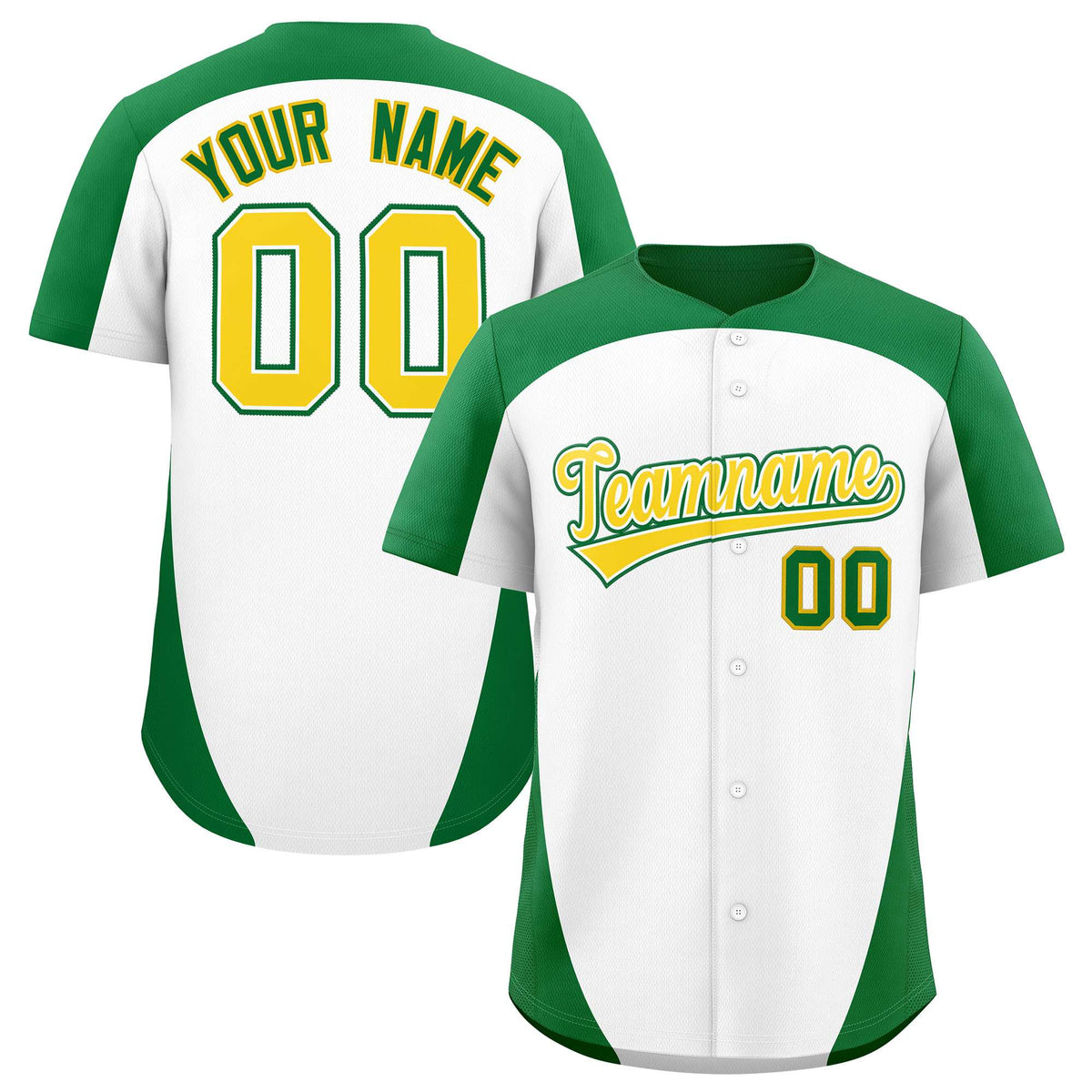 Custom White Kelly Green Personalized Edge Color Block Authentic Baseball Jersey