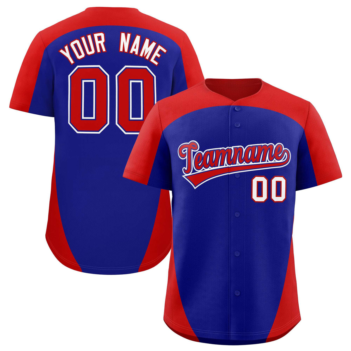 Custom Royal Red Personalized Edge Color Block Authentic Baseball Jersey