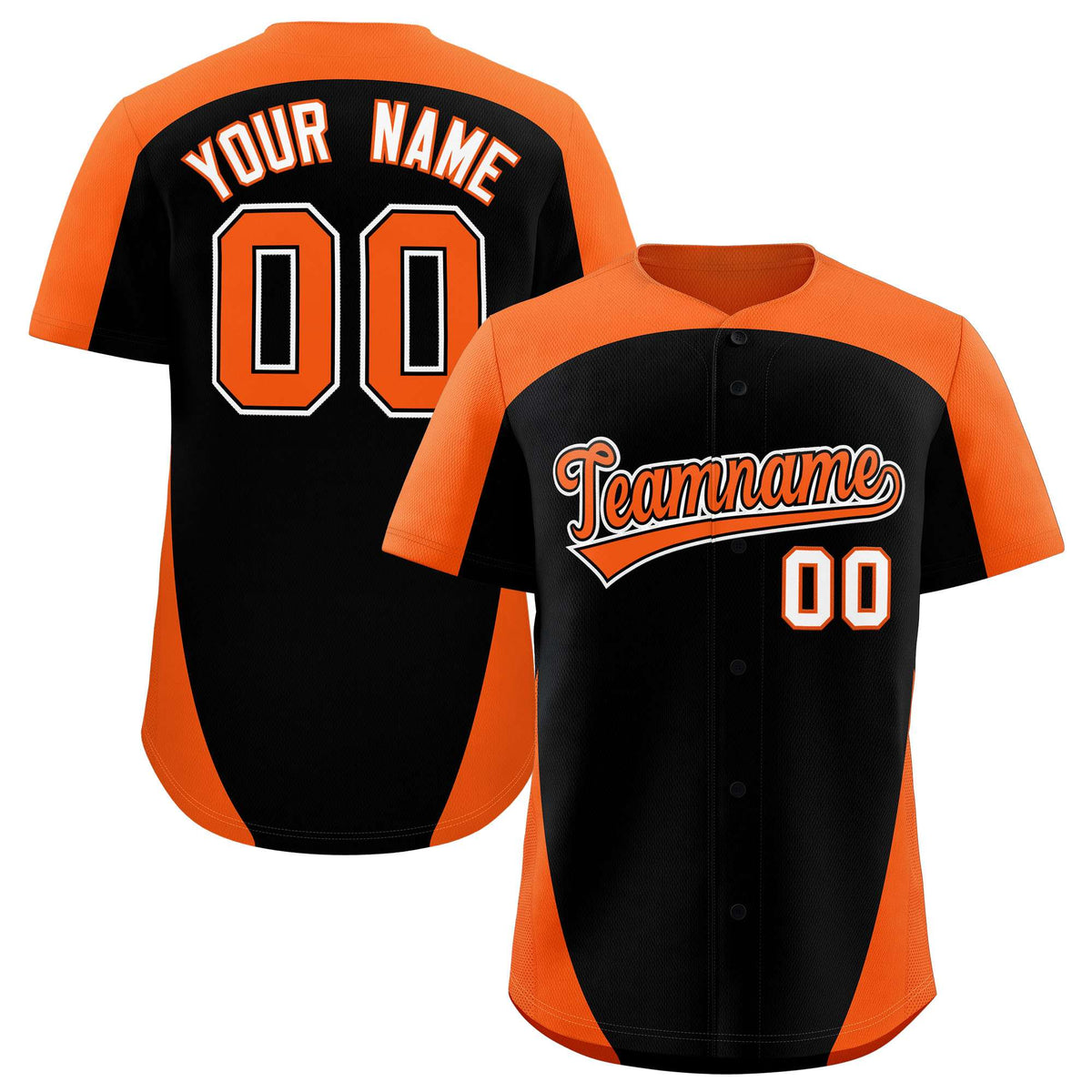 Custom Black Orange Personalized Edge Color Block Authentic Baseball Jersey