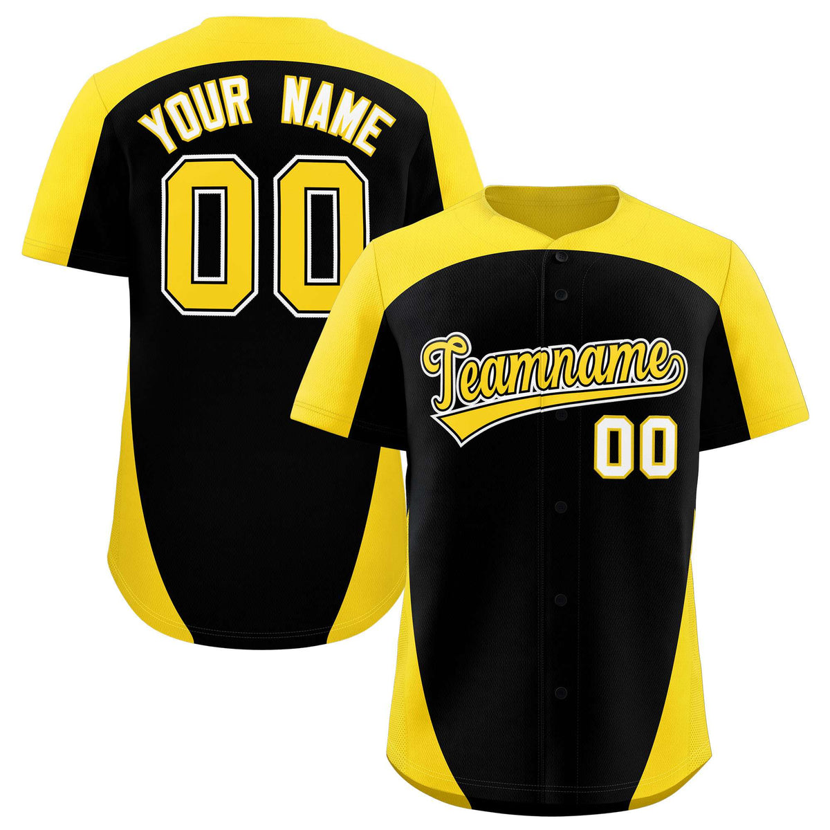 Custom Black Gold Personalized Edge Color Block Authentic Baseball Jersey