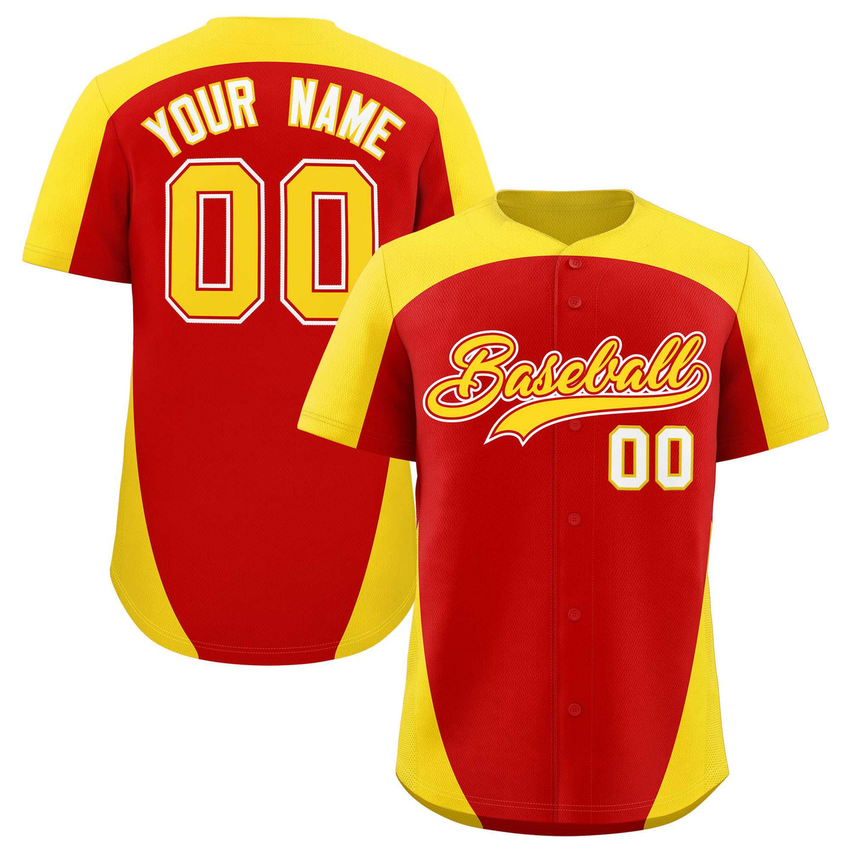 Custom Red Gold Personalized Edge Color Block Authentic Baseball Jersey