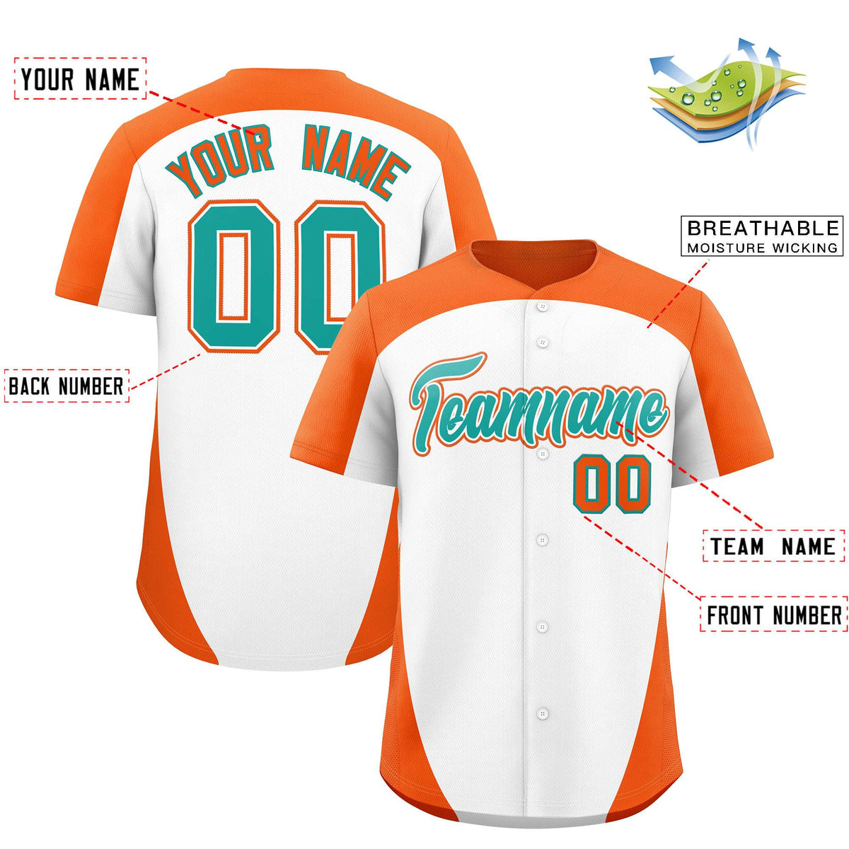 Custom White Orange Personalized Edge Color Block Authentic Baseball Jersey