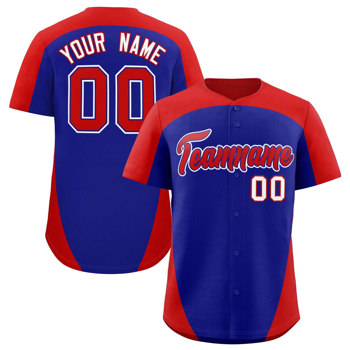 Custom Royal Red Personalized Edge Color Block Authentic Baseball Jersey