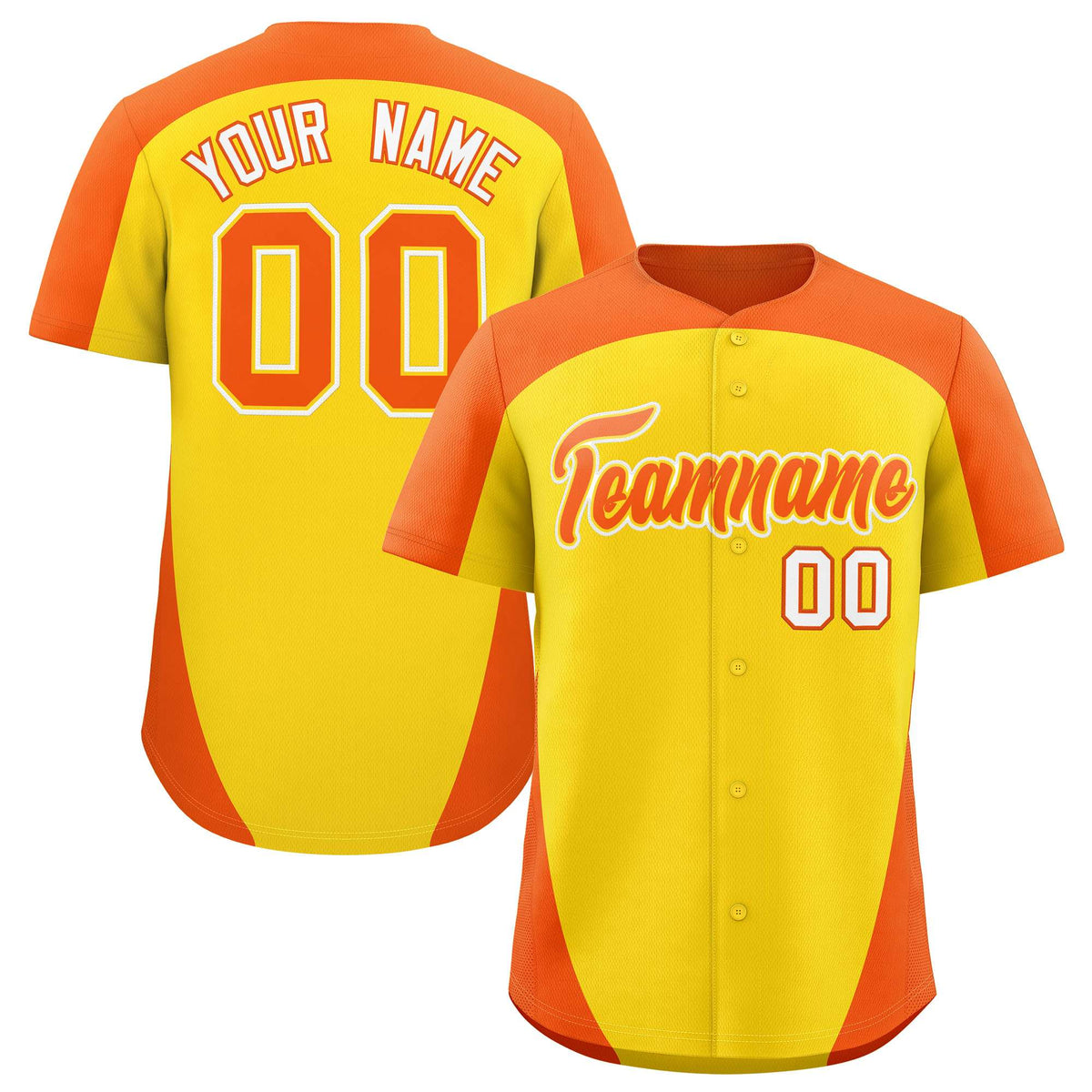 Custom Gold Orange Personalized Edge Color Block Authentic Baseball Jersey