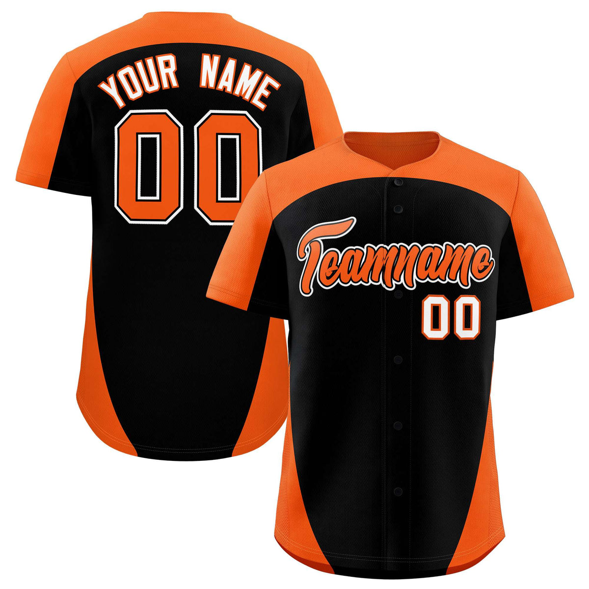 Custom Black Orange Personalized Edge Color Block Authentic Baseball Jersey