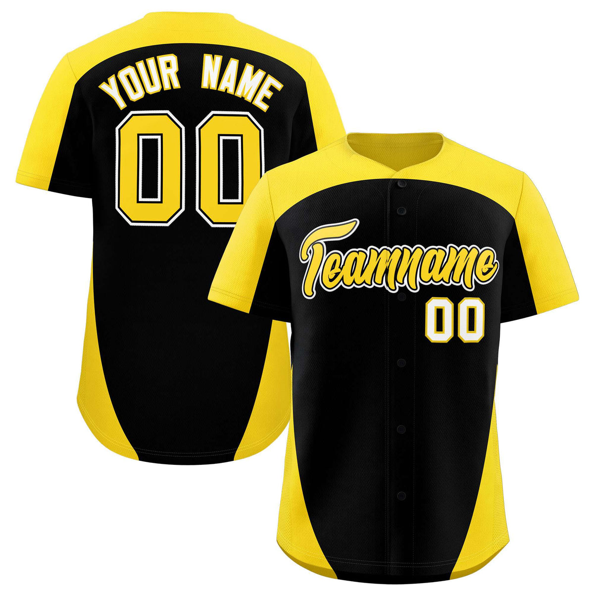 Custom Black Gold Personalized Edge Color Block Authentic Baseball Jersey