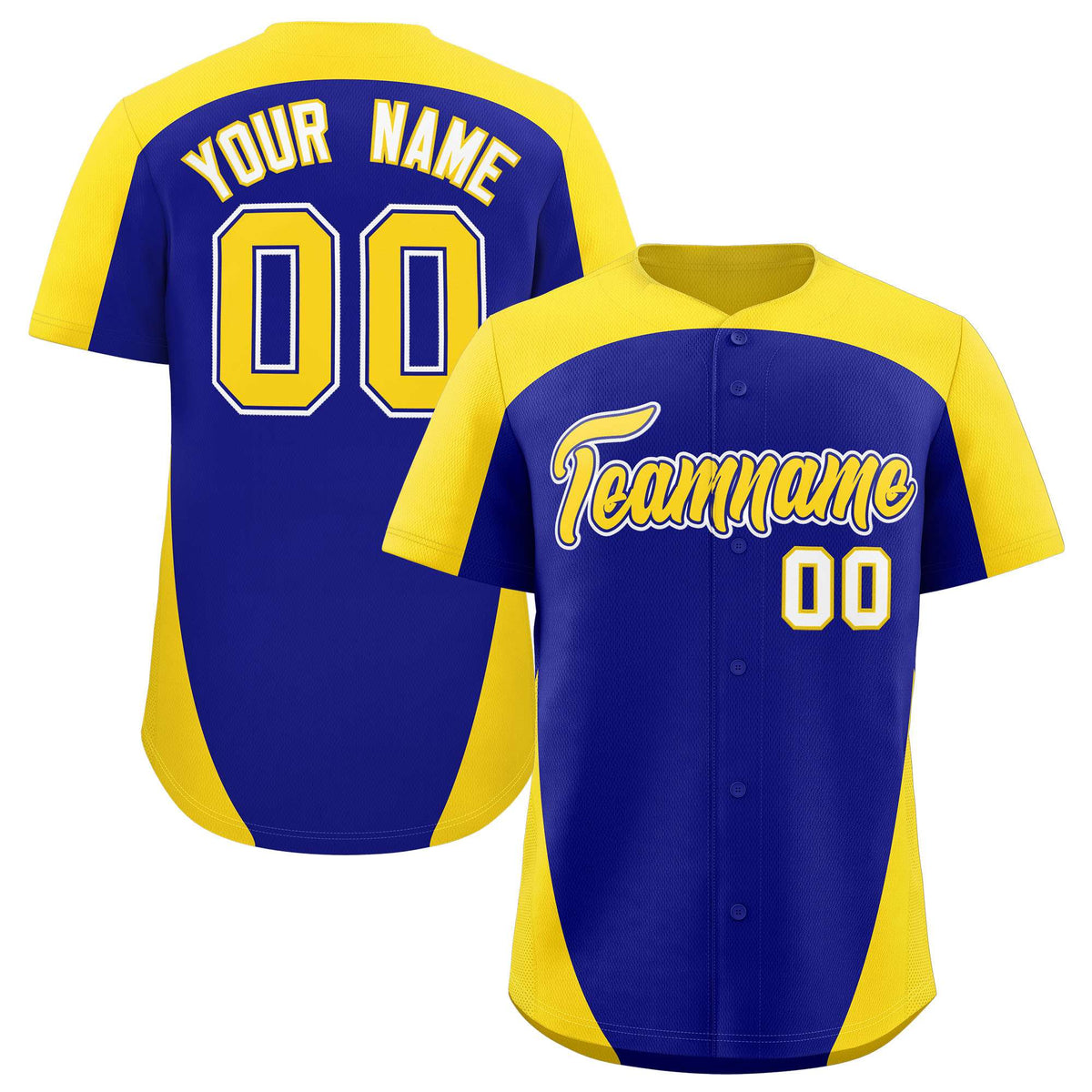 Custom Royal Gold Personalized Edge Color Block Authentic Baseball Jersey