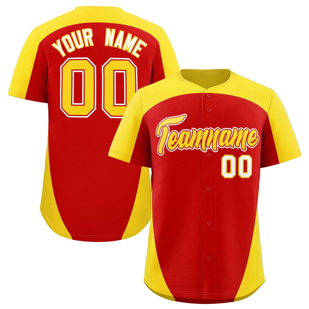 Custom Red Gold Personalized Edge Color Block Authentic Baseball Jersey