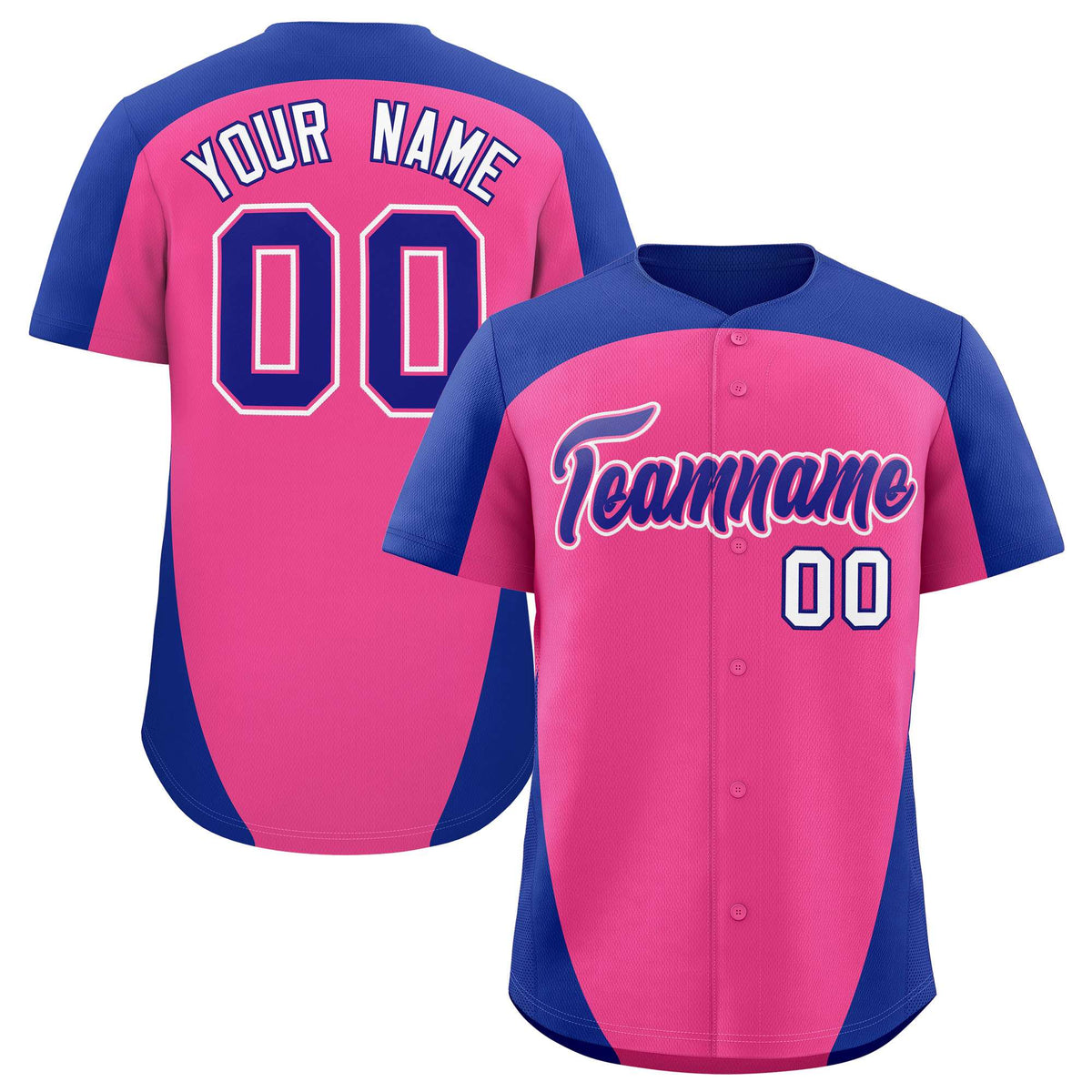 Custom Pink Royal Personalized Edge Color Block Authentic Baseball Jersey