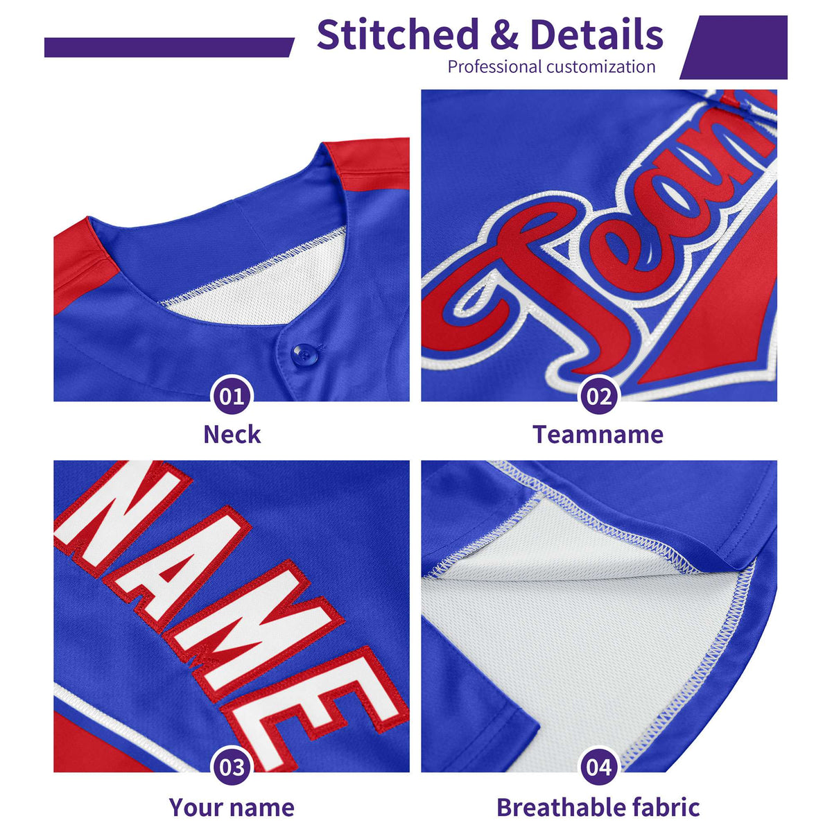 Custom Silver Royal Personalized Edge Color Block Authentic Baseball Jersey